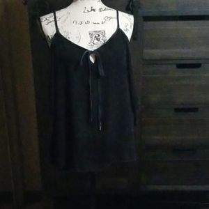 Black cold shoulder denim-like blouse